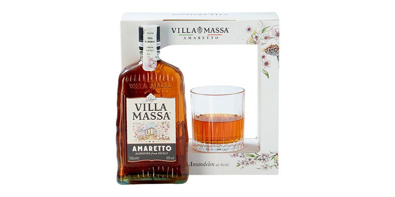 VILLA MASSA AMARETTO MET GLAS 0.70 LTR - Slijterij "De Slijter" - Dranken  Speciaalzaak